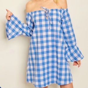 LoveRiche Gingham Off the Shoulder Dress SZ MED